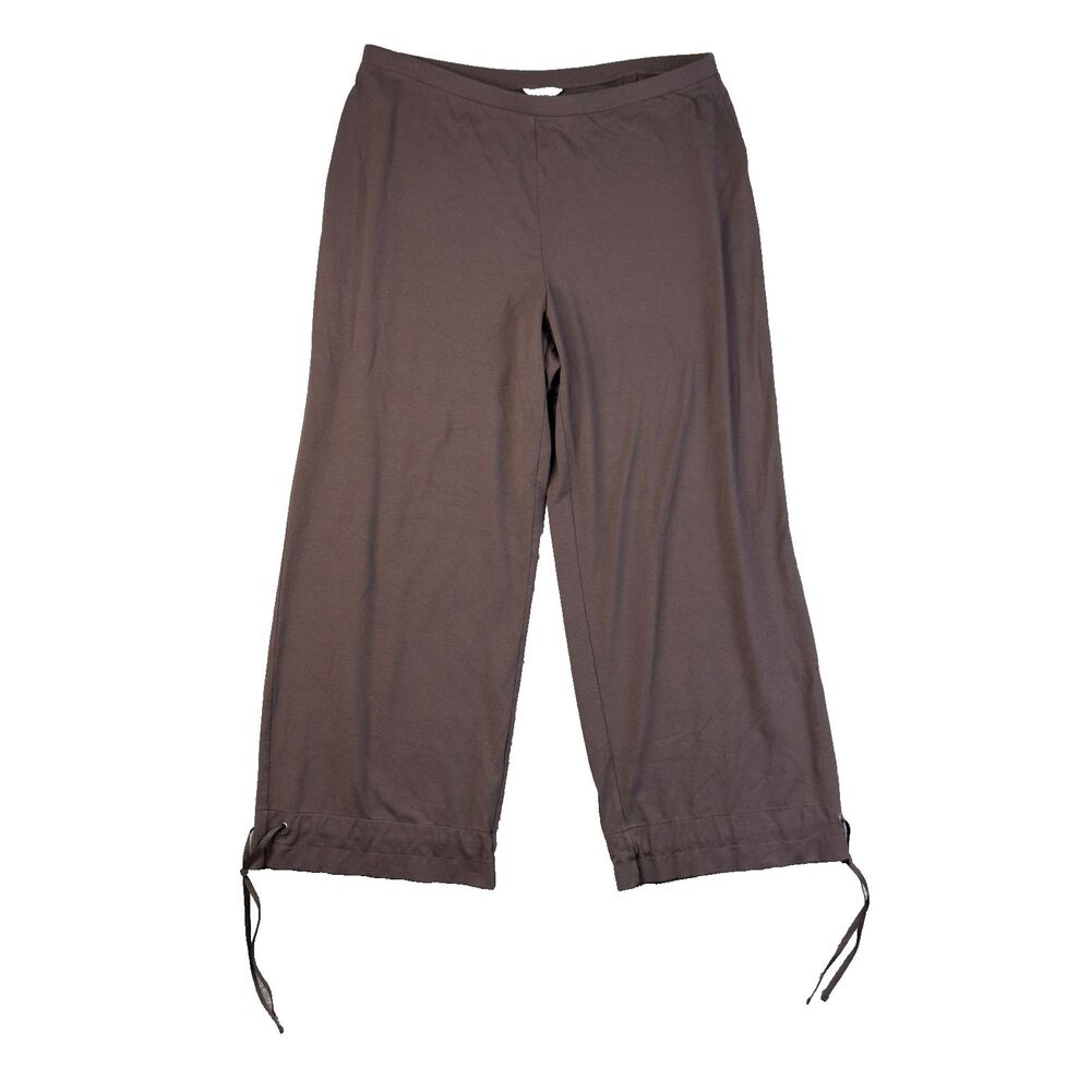 J. Jill Pants Womens Medium Stretch Brown Cropped Wide Leg Casual Comfy Relaxed